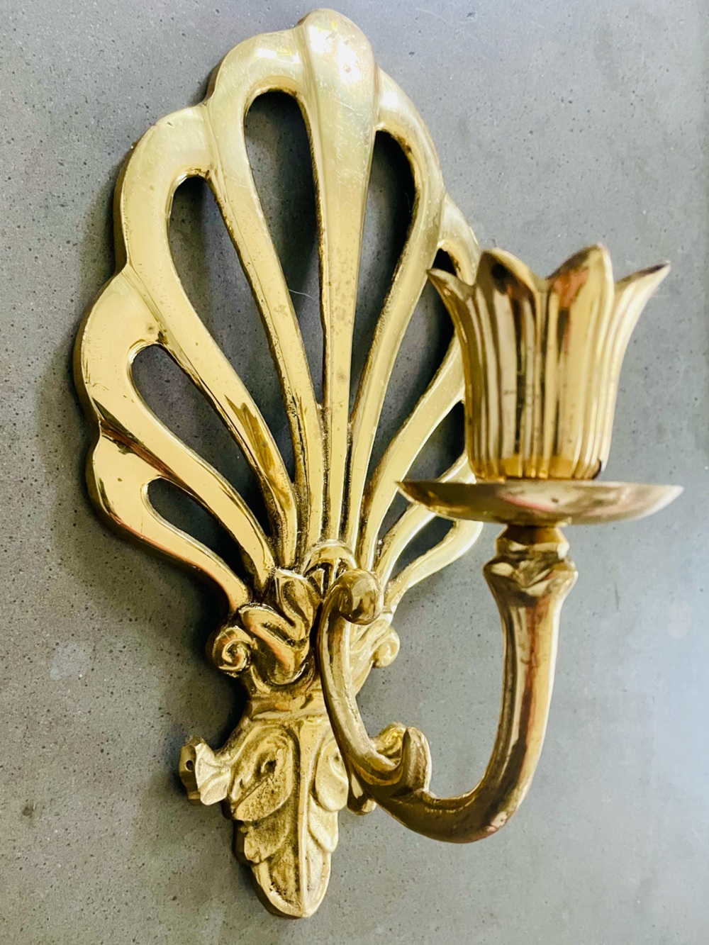 Vintage Andrea by Sadek 1970s MCM Peacock Shaped Lacquered Brass Wall Sconce